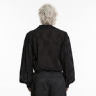 PUNK RAVE Men's Gothic Embroidered Plunging Loose Shirt Black