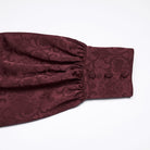 PUNK RAVE Men's Gothic Embroidered Stand Collar Shirt with Detachable Tie Red