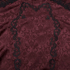 PUNK RAVE Men's Gothic Embroidered Stand Collar Shirt with Detachable Tie Red