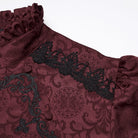 PUNK RAVE Men's Gothic Embroidered Stand Collar Shirt with Detachable Tie Red