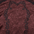 PUNK RAVE Men's Gothic Embroidered Stand Collar Shirt with Detachable Tie Red