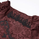 PUNK RAVE Men's Gothic Embroidered Stand Collar Shirt with Detachable Tie Red