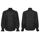 PUNK RAVE Men's Gothic Embroidered Studded Puff Sleeved Shirt