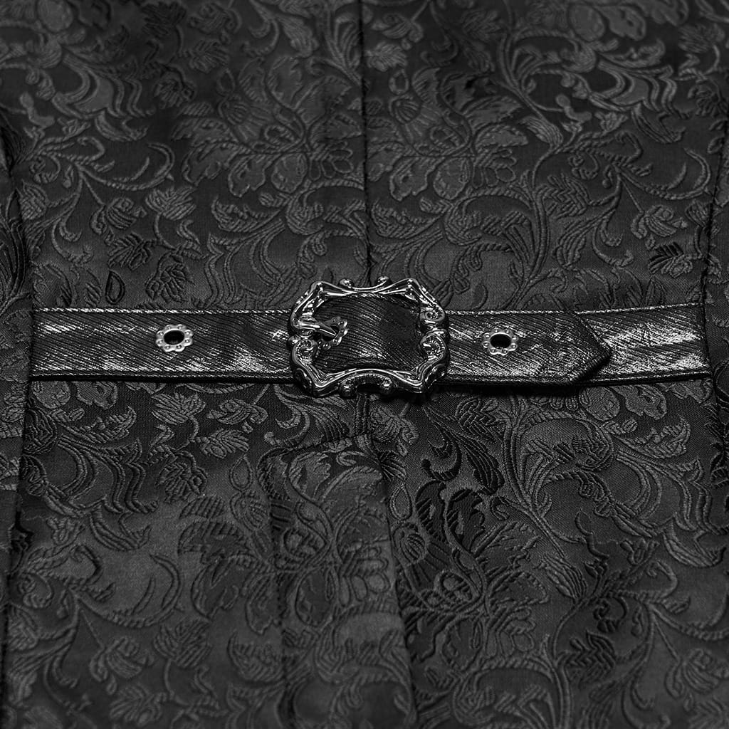 PUNK RAVE Men's Gothic Eyelet Buckle Strap Chain Jacquard Vest