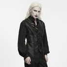 PUNK RAVE Men's Gothic Eyelet Buckle Strap Chain Jacquard Vest