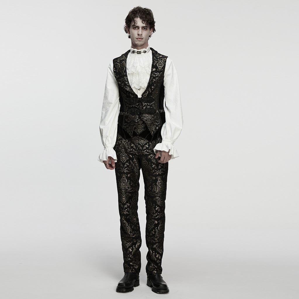 PUNK RAVE Men's Gothic Floral Cross Lace Necktie