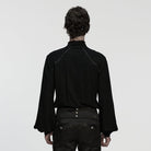 PUNK RAVE Men's Gothic Floral Decal Stand Collar Lantern Sleeved Shirt Black