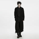 PUNK RAVE Men's Gothic Floral Embossed Button Big Pocket Lapel Fringe Cardigan