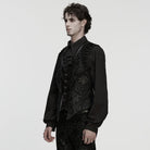 PUNK RAVE Men's Gothic Floral Embroidered Buckle-up Vest