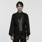 PUNK RAVE Men's Gothic Floral Embroidered Buckle-up Vest