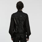 PUNK RAVE Men's Gothic Floral Embroidered Buckle-up Vest