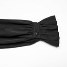 PUNK RAVE Men's Gothic Floral Embroidered Pleated Ruffled Stand Collar Shirt Black