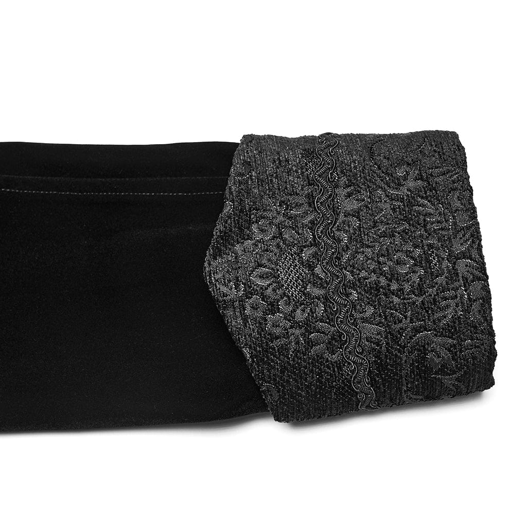 PUNK RAVE Men's Gothic Floral Jacquard Bouble-breasted Zip Coat Black