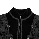 PUNK RAVE Men's Gothic Floral Jacquard Bouble-breasted Zip Coat Black