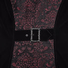 PUNK RAVE Men's Gothic Floral Jacquard Bouble-breasted Zip Coat Black-Red