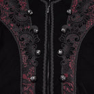 PUNK RAVE Men's Gothic Floral Jacquard Bouble-breasted Zip Coat Black-Red