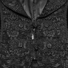 PUNK RAVE Men's Gothic Floral Jacquard Buckle Strap Vest Black