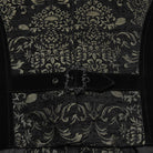 PUNK RAVE Men's Gothic Floral Jacquard Buckle Strap Vest Black-Golden