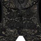 PUNK RAVE Men's Gothic Floral Jacquard Buckle Strap Vest Black-Golden