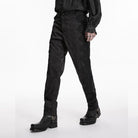 PUNK RAVE Men's Gothic Floral Jacquard Decal Pants