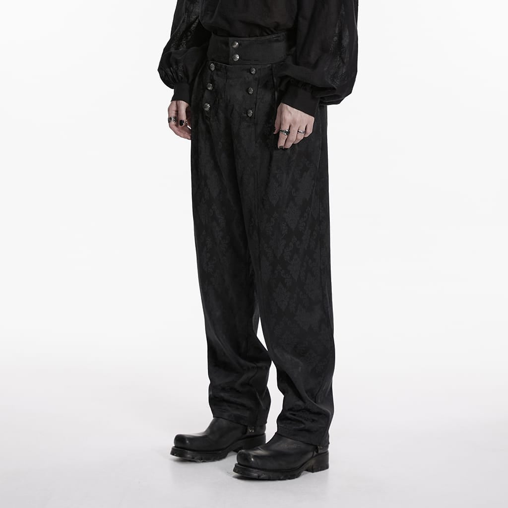 Pantaloni doppiopetto da uomo PUNK RAVE in jacquard floreale gotico