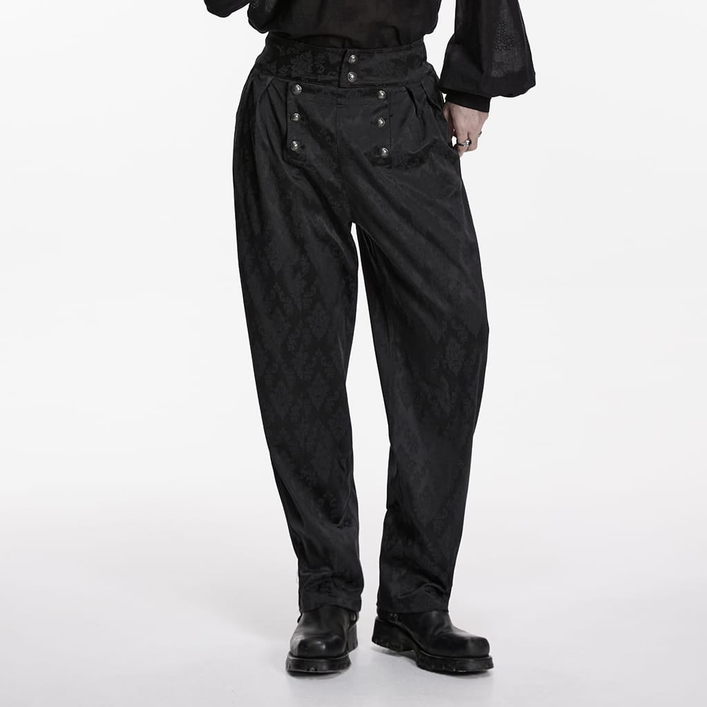 Pantaloni doppiopetto da uomo PUNK RAVE in jacquard floreale gotico