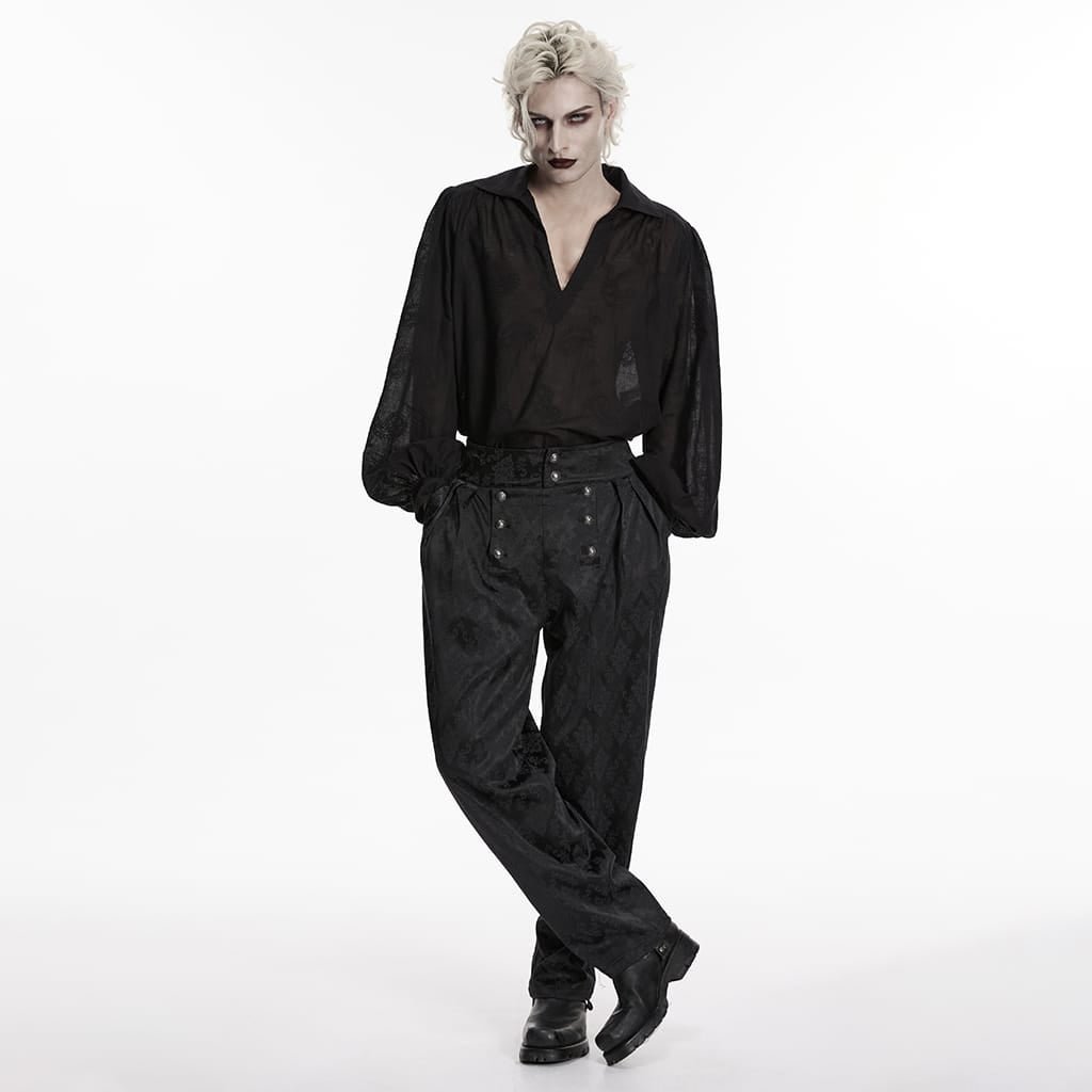 Pantaloni doppiopetto da uomo PUNK RAVE in jacquard floreale gotico