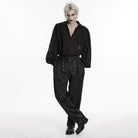 PUNK RAVE Men's Gothic Floral Jacquard Double-breasted Pants
