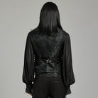 PUNK RAVE Men's Gothic Floral Jacquard Lace-up Black Blue Vest