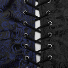 PUNK RAVE Men's Gothic Floral Jacquard Lace-up Black Blue Vest