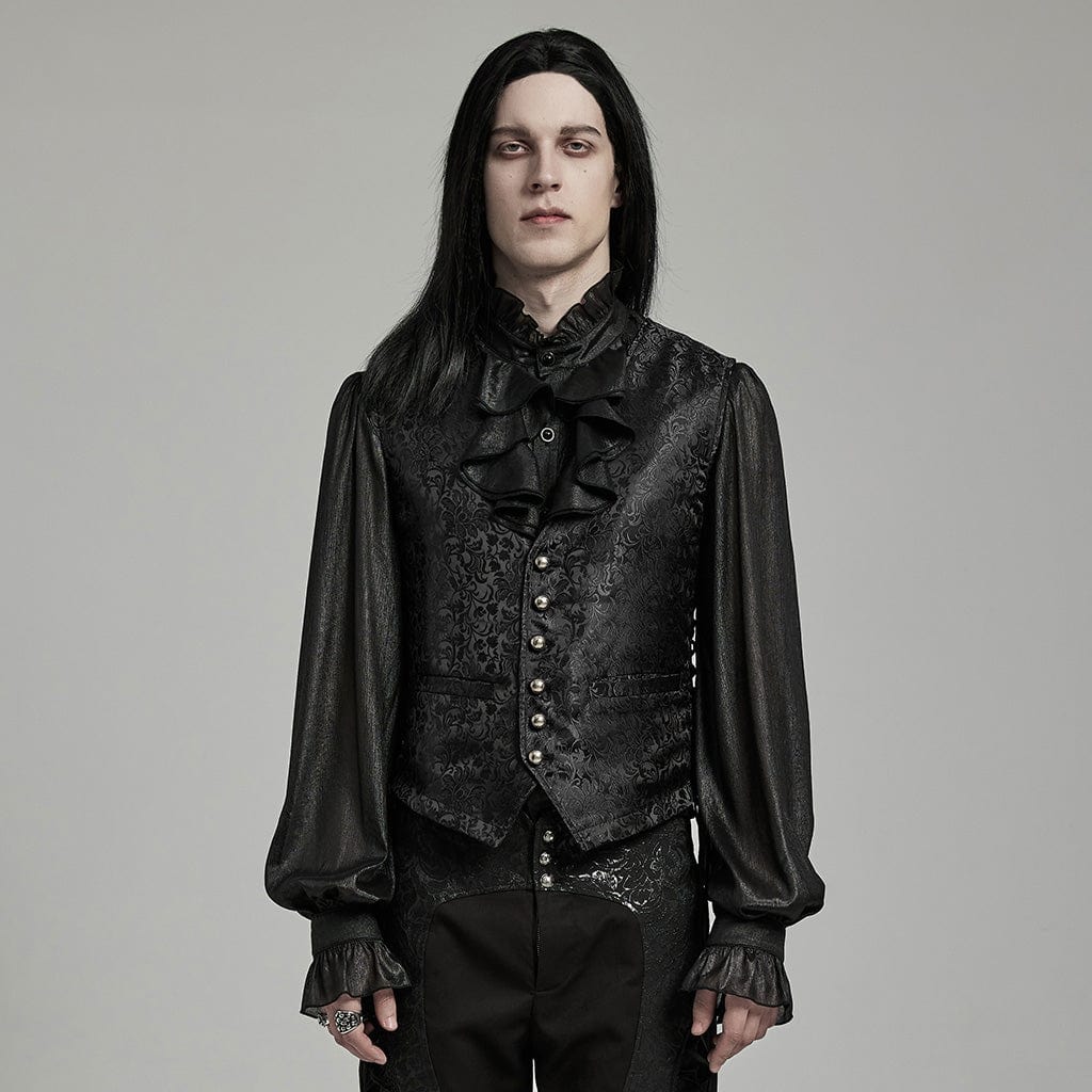 Men's Gothic Floral Jacquard Lace-up Vest – Punk Design