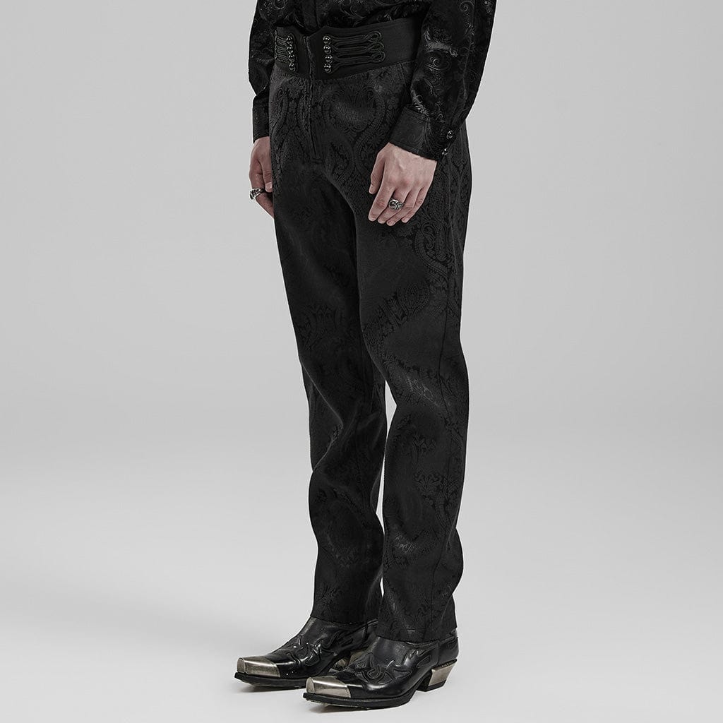 PUNK RAVE Herren Gothic Jacquardhose mit Blumenmuster