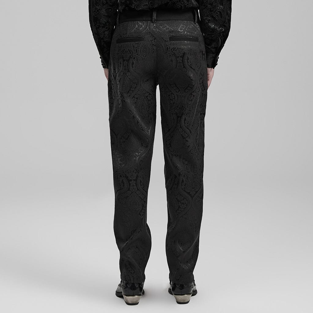 PUNK RAVE Herren Gothic Jacquardhose mit Blumenmuster