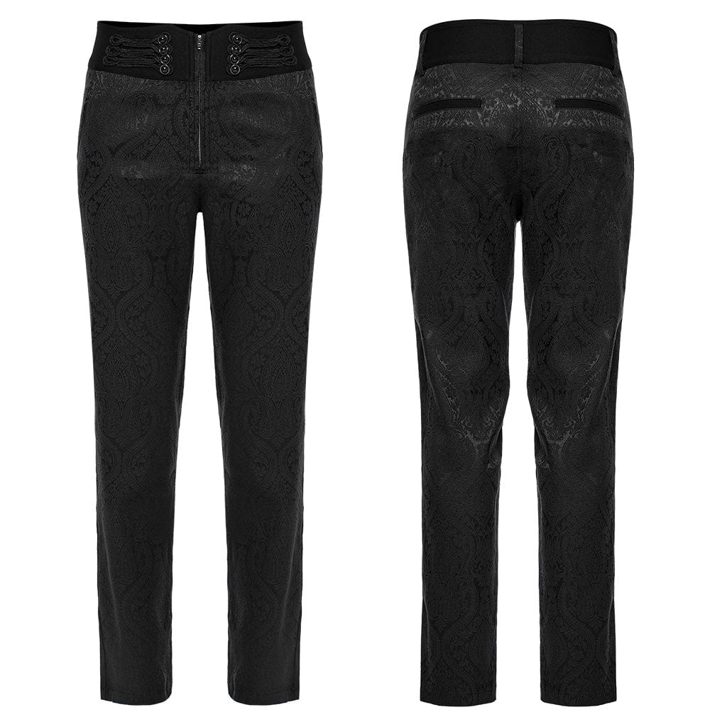 PUNK RAVE Herren Gothic Jacquardhose mit Blumenmuster