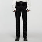 PUNK RAVE Men's Gothic Floral Jacquard Pants Black