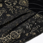 PUNK RAVE Men's Gothic Floral Jacquard Pants Black-Golden