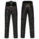 PUNK RAVE Men's Gothic Floral Jacquard Pants Black-Golden