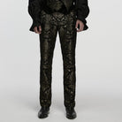 PUNK RAVE Men's Gothic Floral Jacquard Pants Black-Golden