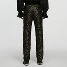 PUNK RAVE Men's Gothic Floral Jacquard Pants Black-Golden