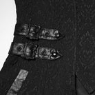 PUNK RAVE Men's Gothic Floral Jacquard Turn-down Bat Collar Coat Black