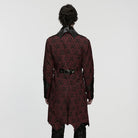 PUNK RAVE Men's Gothic Floral Jacquard Turn-down Bat Collar Coat Black-Red