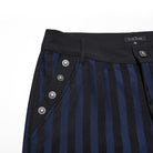 PUNK RAVE Men's Gothic High-waisted Striped Suit Pants Blue