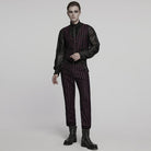 PUNK RAVE Men's Gothic High-waisted Striped Suit Pants Red