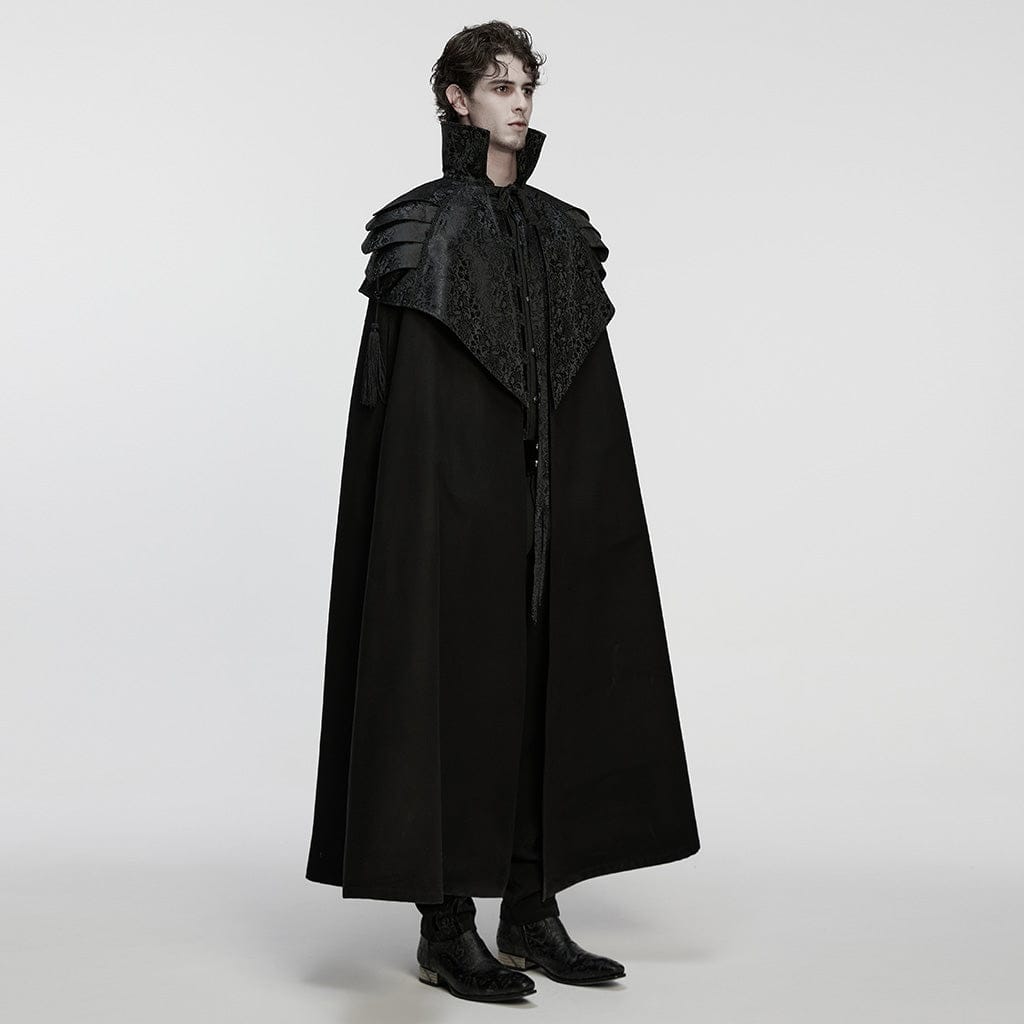 メンズゴシック不規則花柄ショルダーアーマーマント - パンクデザイン