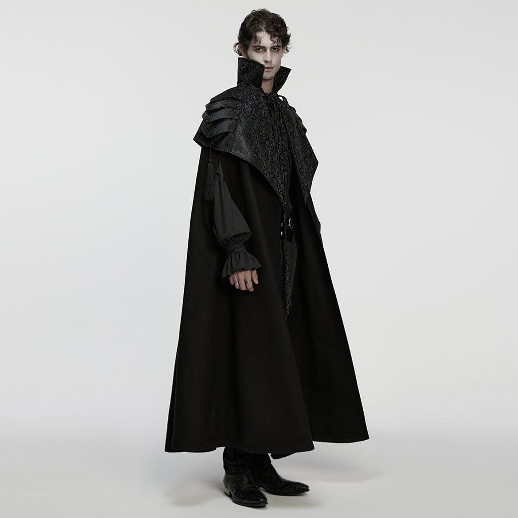メンズゴシック不規則花柄ショルダーアーマーマント - パンクデザイン