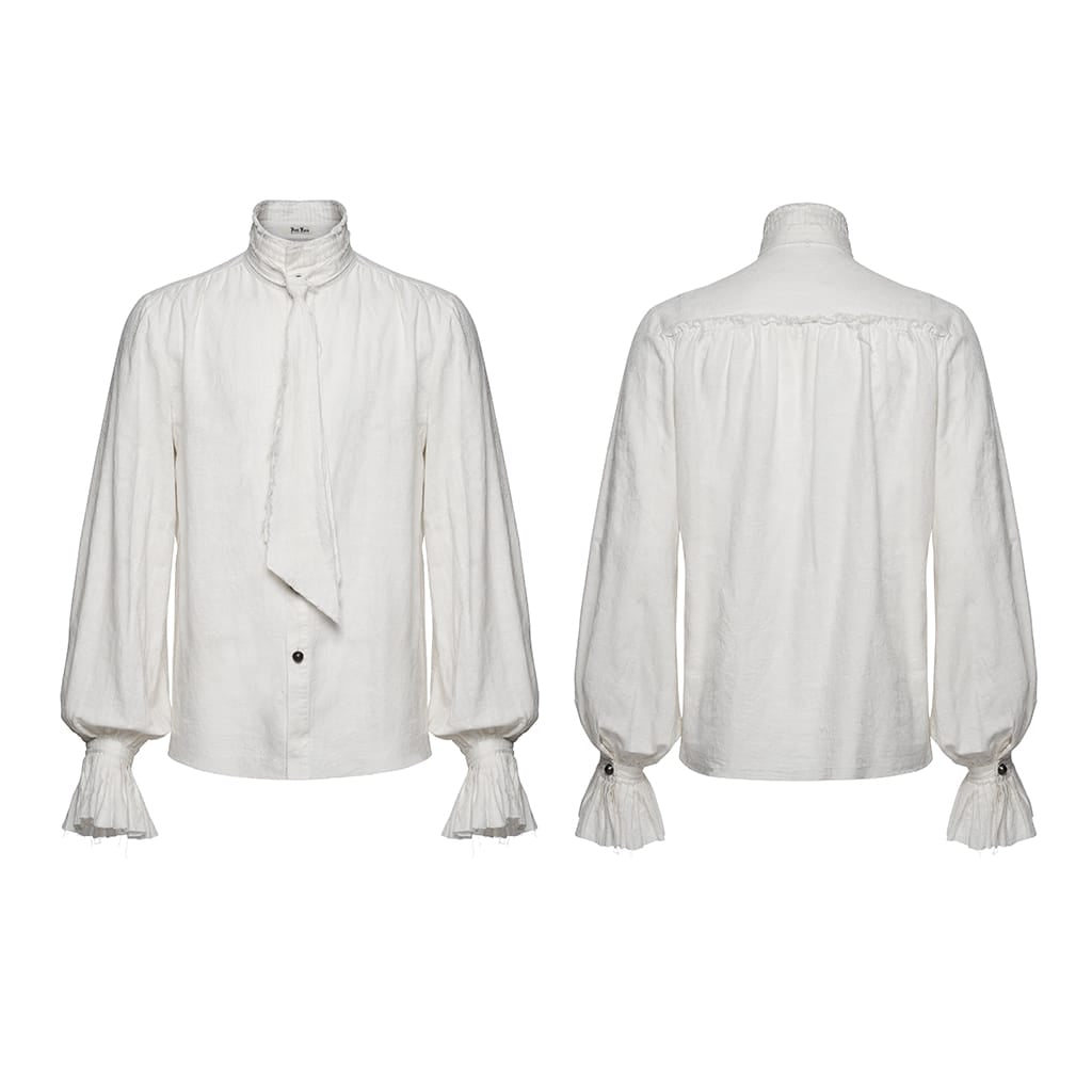 Men's Gothic Jacquard Bishop Sleeved Shirt with Detachable Tie
