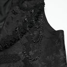 PUNK RAVE Men's Gothic Jacquard Chained Lapel Long Vest Black