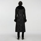 PUNK RAVE Men's Gothic Jacquard Fuax Fur Collar Coat