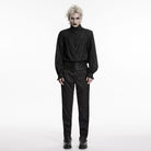 PUNK RAVE Men's Gothic Jacquard Layered Long Sleeved Shirt Black