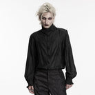 PUNK RAVE Men's Gothic Jacquard Layered Long Sleeved Shirt Black